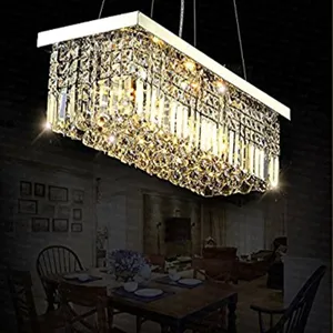 Raindrop Crystal Chandeliers Rectangle Base Wind Chime Crystal Decoration Living Room Dining Room Pendant Lights