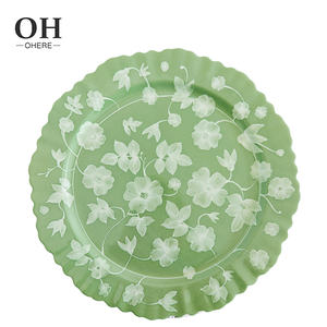 Ohere Bone China bruiloft charger plate <span class=keywords><strong>vintage</strong></span> groene bloemen handgemaakte decoratieve borden tafeldecoratie voor bruiloften & evenementen & verhuur - Product Image 3