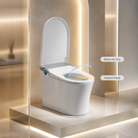 WC intelligent en céramique à poser au sol, allongé, avec siphon, télécommande, siège chauffant, double chasse d'eau, sortie en P, sortie en S