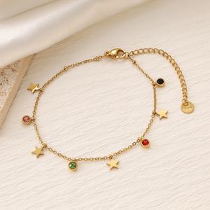 Pulsera multicolgante <span class=keywords><strong>de</strong></span> acero <span class=keywords><strong>de</strong></span> titanio a la moda, trébol <span class=keywords><strong>de</strong></span> cuatro hojas <span class=keywords><strong>de</strong></span> acero inoxidable, corazón, mal <span class=keywords><strong>de</strong></span> ojo, circón, joyería, enlace <span class=keywords><strong>de</strong></span> mariposa - Product Image 2