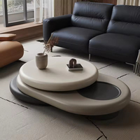 Table basse rotative minimaliste italienne, design créatif pour salon, table basse moderne en bois de forme irrégulière