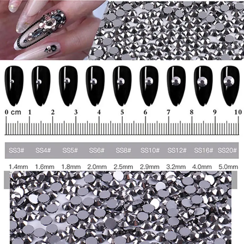 Nail Art Flat Back Strass Mix size Hot Fix Strass Flat Back Crystal Stone Strass glitter Nail