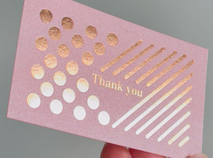 Wholesale Blush Pink Business Thank You Card Custom Logo Embossed Rose Gold Foil Hot Stamping Small Business Matt Lamination - Product Image 2