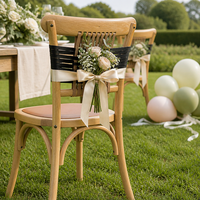 Chaise de jardin en bois massif MULIGNA avec dossier en toile tissée pour mariage en plein air, hôtel, terrasse, restaurant, café et bistrot