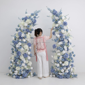 QDROYAL Ensemble d'arche florale en corne de cerf rouge <span class=keywords><strong>bordeaux</strong></span> foncé, arrangement de fleurs artificielles de luxe fait main pour cérémonie de mariage - Product Image 3