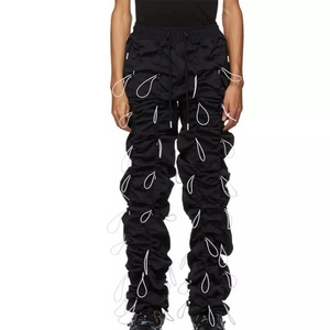 Pantalones de Moda Urbana Personalizados OEM de Alta Calidad con Múltiples Cordones Elásticos para Hombre - Product Image 5