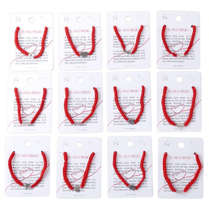 Red Hand-Woven Rope Stainless Steel <b>Bracelet</b> 12pcs <b>Set</b> Fashion Jewelry Accessory - Product Image 2