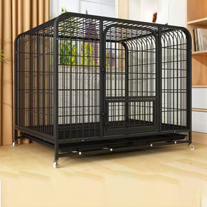 Jaula Moderna para Perros de Hierro Cuadrada, Alambre Grueso, Diseño Anti-Impactos, Ecológica, Cierre de Botón Floral, Bandeja de Plástico, Jaula Grande para Mascotas de Interior - Product Image 1
