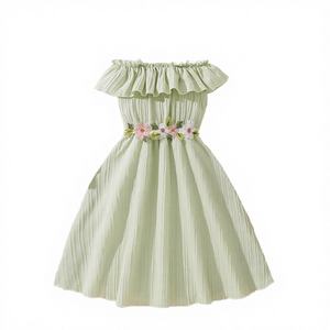 Vestido de Verano para Niñas, Estilo Informal, con Tirantes de Encaje, Color Sólido, Largo hasta la Rodilla, Transpirable, para la Playa - Product Image 4