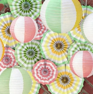 DAMAI Paper Fan Wall Hanging <b>Decorations</b> Round Pastel Color For Birthday Party Supplies <b>Spring</b> Flower Theme - Product Image 2