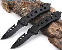 Outdoor-Camping Taktisches Klappmesser aus Edelstahl mit Schwarzer Beschichtung und Lasergraviertem Logo, Taschenmesser für Überlebenssituationen, Industriequalität OEM