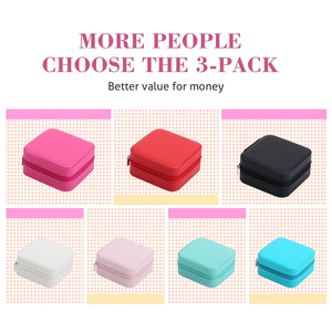 Hot Selling Portable Travel Square Leather Jewelry Organizer Storage <b>Box</b> with Zipper for Ring <b>Earrings</b> Necklace Case - Product Image 2