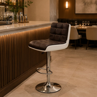 Chaise de bar JOHOOFURNITURE en cuir PU marron chocolat matelassé, coque blanche, hauteur réglable, vente en gros, tabouret de bar, pub