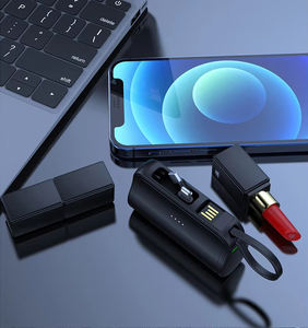 Portable Powerbank Mini Double prise cachée charge d'urgence 5000mAh Capsule Power Bank avec câble intégré pour téléphone portable - Product Image 5