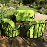 Ensemble de table et chaises de jardin en fer forgé pour extérieur, résistant à l'eau et au soleil, idéal pour villa, cour et balcon