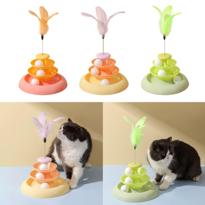 Nouvelle Tour de Jeu Interactif 3 Niveaux pour Chat 2025 avec Bâtonnet de Teaser et Plateau Tournant à Balle pour l'Auto-Jeu et l'Entraînement du Chat - Product Image 2