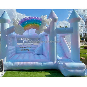 עניבה צבע קשת ממתקי קשת לבן מתנפחים הבית 15 x15 עם שקופית - Product Image 1