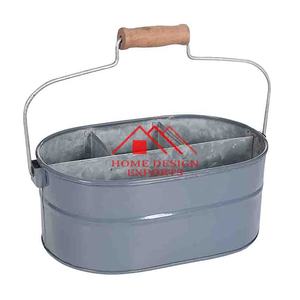 Carrito de metal galvanizado hecho a mano para utensilios de cocina con mango de hierro y empuñadura de madera en acabado Gris, superventas - Product Image 3