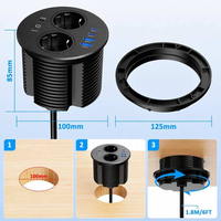 Prise de courant encastrée ronde EU avec port USB / Multiprise de bureau dissimulée avec 2 prises Schuko intégrées pour le bureau