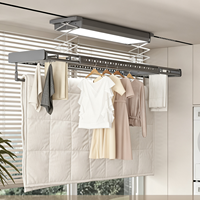 HK13 OLT Séchoir à linge intelligent en aluminium pour plafond avec lumière LED et commande vocale hors ligne, pour balcon, intérieur et maison