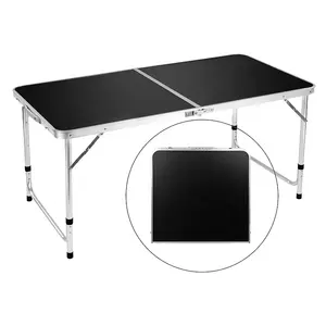 热销折叠露营桌4英尺铝啤酒乒乓游戏台面高度可调轻便桌子多功能派对表