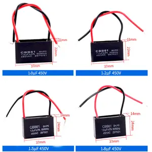 Condensatore ventola CBB61 3.5uf 1.2uf 1.5uf 1.8uf 2uf 2.5uf 3uf 4uf 5uf 6uf 7uf 450V condensatore ventola