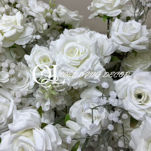 <span class=keywords><strong>Camino</strong></span> de Flores Artificiales Personalizado de Fábrica, Decoración de <span class=keywords><strong>Camino</strong></span> de Boda con Rosas de Seda Blancas - Product Image 2