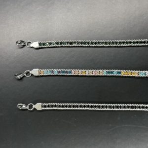 Exquisita pulsera de cadena cubana de acero inoxidable con circón de cristal geométrico colorido, joyería de cadena y eslabones de moda - Product Image 6