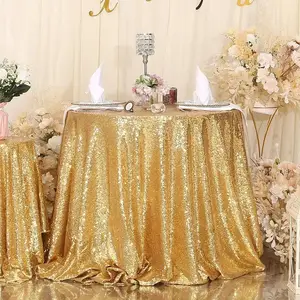 Hot Sales Elegant Custom Round Table Linens Party Gold Sequin Tablecloths