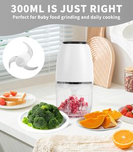 300ml Plastic Electric <b>Mini</b> Meat <b>Grinder</b> USB Battery Powered Stainless Steel Household & Outdoor Safe Operation Set Garlic - Product Image 2