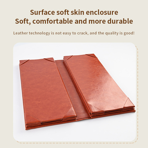 Precio de fábrica Cubiertas de menú impermeables Cubiertas de menú de cuero para restaurante Tamaño personalizado Logo Cubierta de menú de cuero - Product Image 3