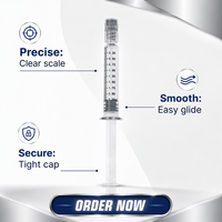 Seringue en verre Luer Lock de 2 ml et 2,25 ml pour l'emballage de concentrés d'huile distillée
