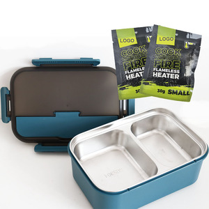 Boîte à lunch auto-chauffante portable - Boîte bento réutilisable en acier inoxydable avec chauffe-rations sans flamme - Product Image 1