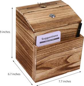 Caja de sugerencias de madera con cerradura, caja de comentarios para pared o de pie, incluye etiquetas, blocs de notas y tarjetas para oficina - Product Image 3