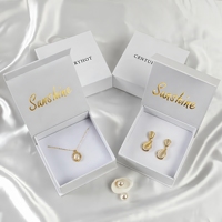 Boîte à bijoux personnalisée de luxe, petite, à fermeture magnétique, en carton gris, carrée, imprimée, pour collier, bague, cadeau