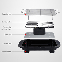 Barbecues électriques portables rectangulaires multifonctions 2000W, grilles antiadhésives sans fumée pour usage domestique