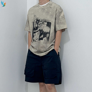 T-shirt Premium Vintage Délavé pour <span class=keywords><strong>Homme</strong></span> Gris Oversize Streetwear Imprimé Collage Personnages de Films Rétro Haut Décontracté - Product Image 3
