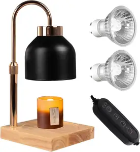 Lampada a candela con fragranza regolabile in altezza con Timer elettrico dimmerabile lampada a cera fondente per candele barattolo con 2 lampadine
