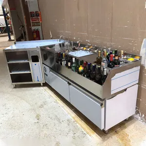 New Professional Bar Design Stainless steel Customized Commercial Cocktail Station Operating Table For Bars And Cafe Shop