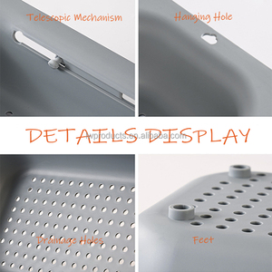 Escurridor de fregadero de cocina de plástico PP de grado alimenticio Apto para lavavajillas Rectangular ganchos de colador plegables extensibles para colar - Product Image 5