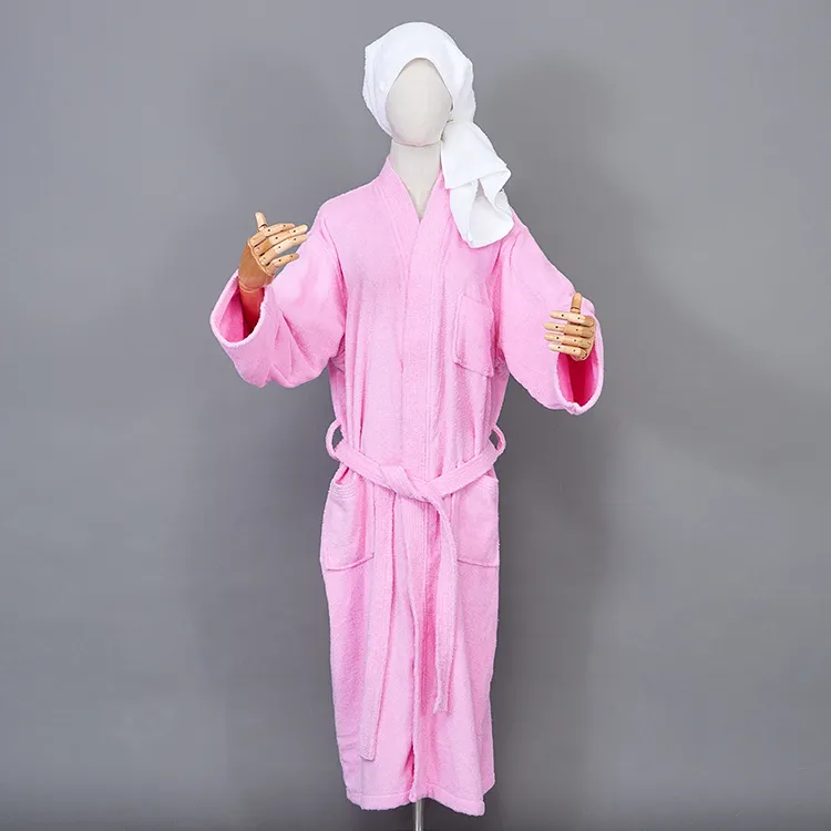 Hot Sale Frottee Baumwolle chinesischen Kimono schlafen rosa Robe für Frauen maßge schneiderte Hotel Robe Luxus blaue Roben-Pour-Femm für Spa