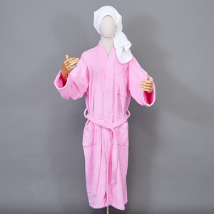 Hot sale terry cotton chinese kimono sleeping pink robe for women customized hotel robe luxury blue robes-pour-femm for spa
