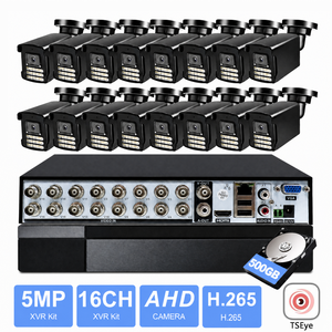 Sistema de cámaras CCTV de 16 canales para almacén, tienda o negocio, 16 cámaras tipo bala AHD XVR H.265 IP66 con detección humana y alarma - Product Image 1