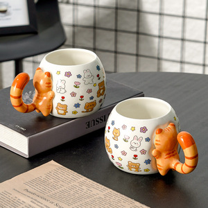 Niedliche Cartoon-Keramiktasse mit großem Fassungsvermögen für Zuhause, Frühstück, Milch, Katzen-Kaffeetasse - Product Image 3