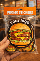 Etiquetas Adhesivas Personalizadas de Vinilo Impermeables para Alimentos, con Logotipo de Marca, Redondas, para Cajas de Comida Rápida, Hamburguesas y Restaurantes