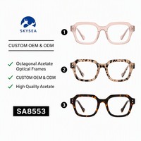 Montures optiques en acétate, carrées épaisses et souples, transparentes couleur blush, lunettes de vue pour femmes et hommes