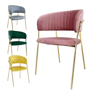 Cadeira de jantar luxuosa em tecido veludo para restaurante, cadeira de jantar personalizada com cores cor-de-rosa e verde para café e hotel, ideal para sala de jantar
