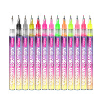 Nouveaux marqueurs fluorescents pour nail art de 0,5 mm, ensemble de 24 couleurs, style néon UV, DIY, graffiti, marqueurs colorés non toxiques pour la peinture sur ongles