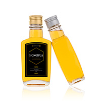 Vente en gros directe du fabricant : bouteille de boisson en verre plat transparente vide de 200 ml pour emporter avec bouchon à vis