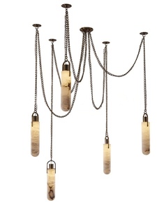 Lampadario di Lusso Italiano di Alta Gamma con Paralume in Alabastro, Finitura Dorata, per Soggiorno, Camera d'Albergo e Camera da Letto - Product Image 2